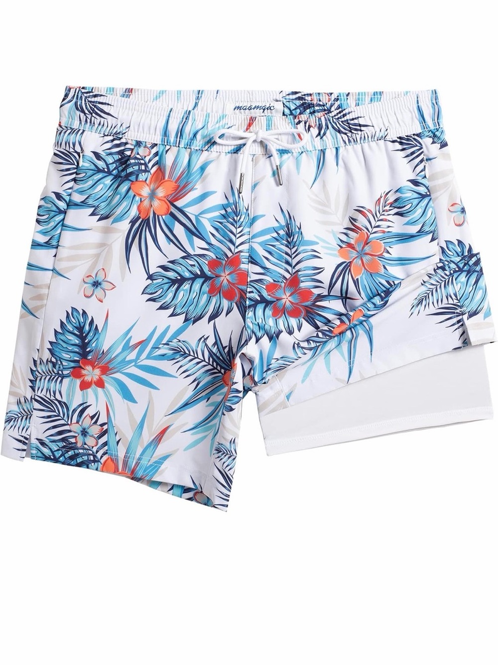 maamgic 2 in 1 Mens Swim Trunks 7 Inch Swim Shorts Swim Suits Board Shorts XXL